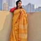 handloom summer wear saree haldi or special ocassion office wear, formal parties, yellow and red saree check saree best price with blouse piece