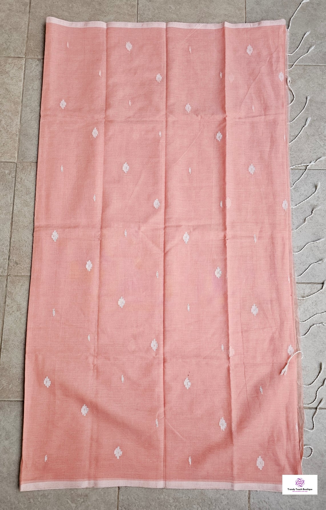 PALE PEACH - BENGAL MULCOTTON JAMDANI HANDLOOM SAREE