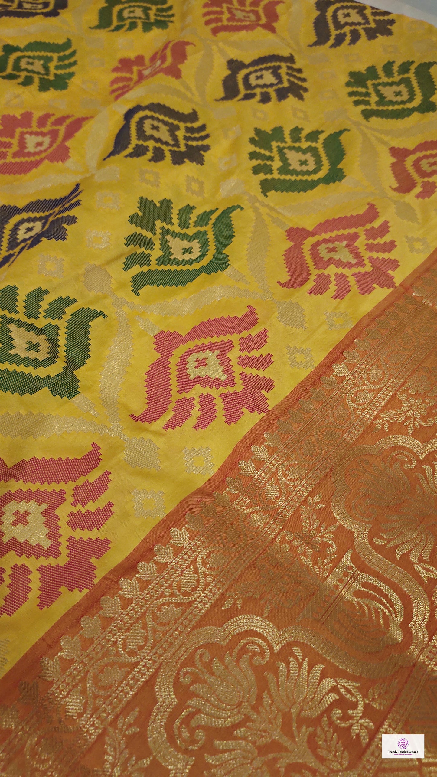 BINODINI - SOFT SILK SAREE (YELLOW & ORANGE & RED)