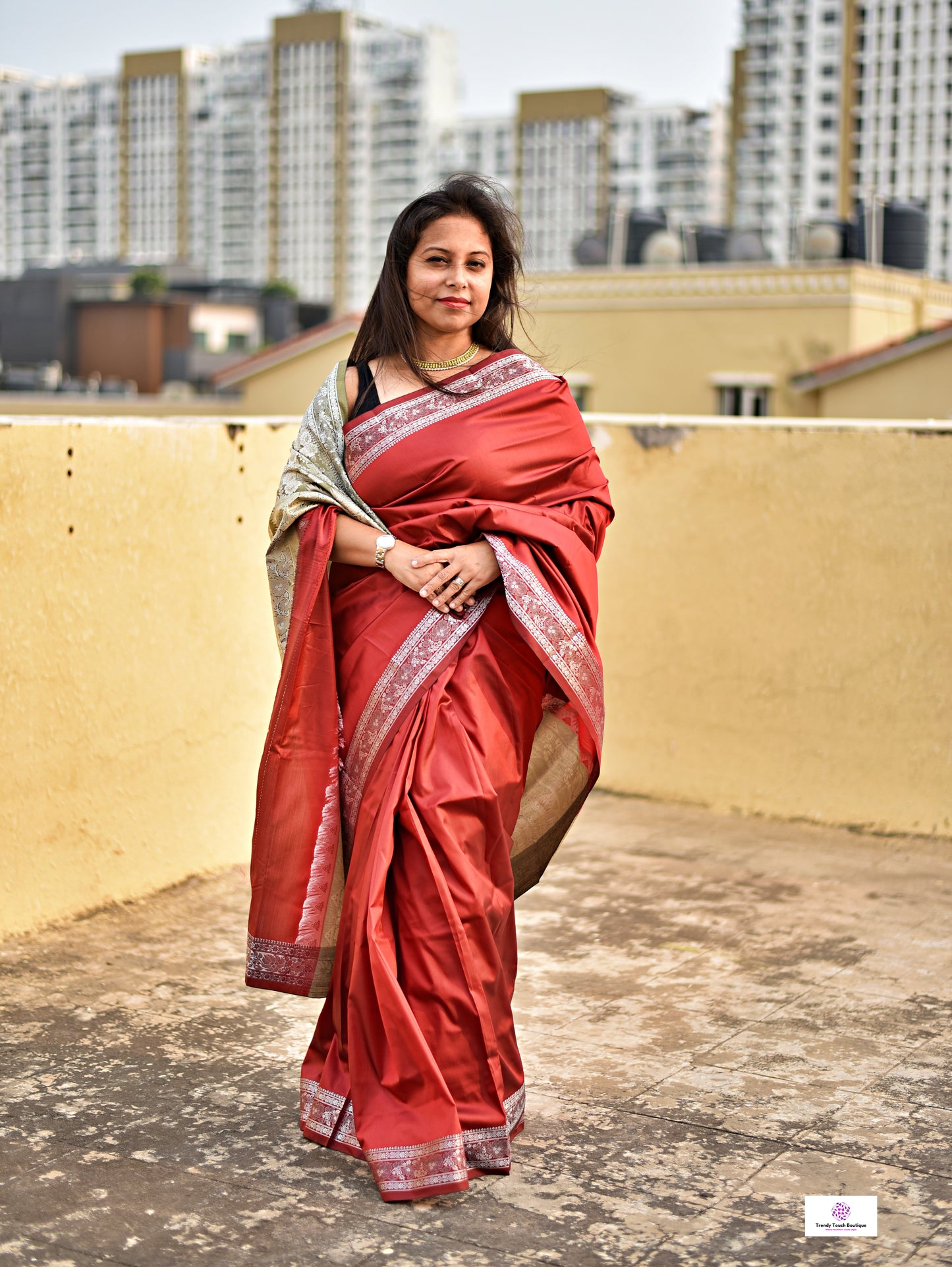 ABIR - KATAAN SILK (BRICK RED - SILVER)