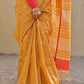 handloom summer wear saree haldi or special ocassion office wear, formal parties, yellow and red saree check saree best price with blouse piece