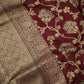 wine magenta golden silver zari work banarasi silk saree best price with blouse piece festive wear wedding wear party wear marriage function traditional silk