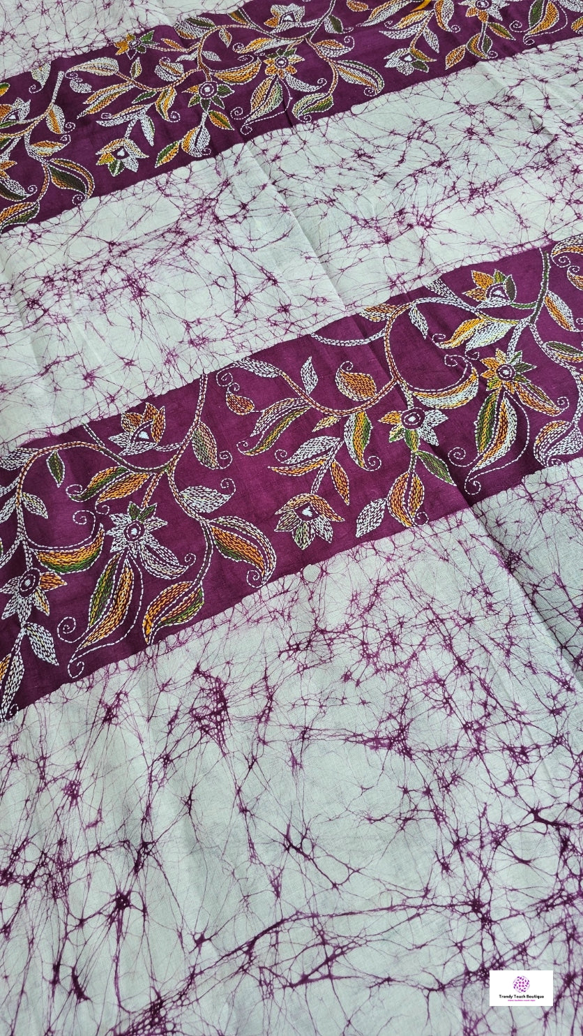 MEHER - KANTHA STITCH BATIK COTTON SAREE