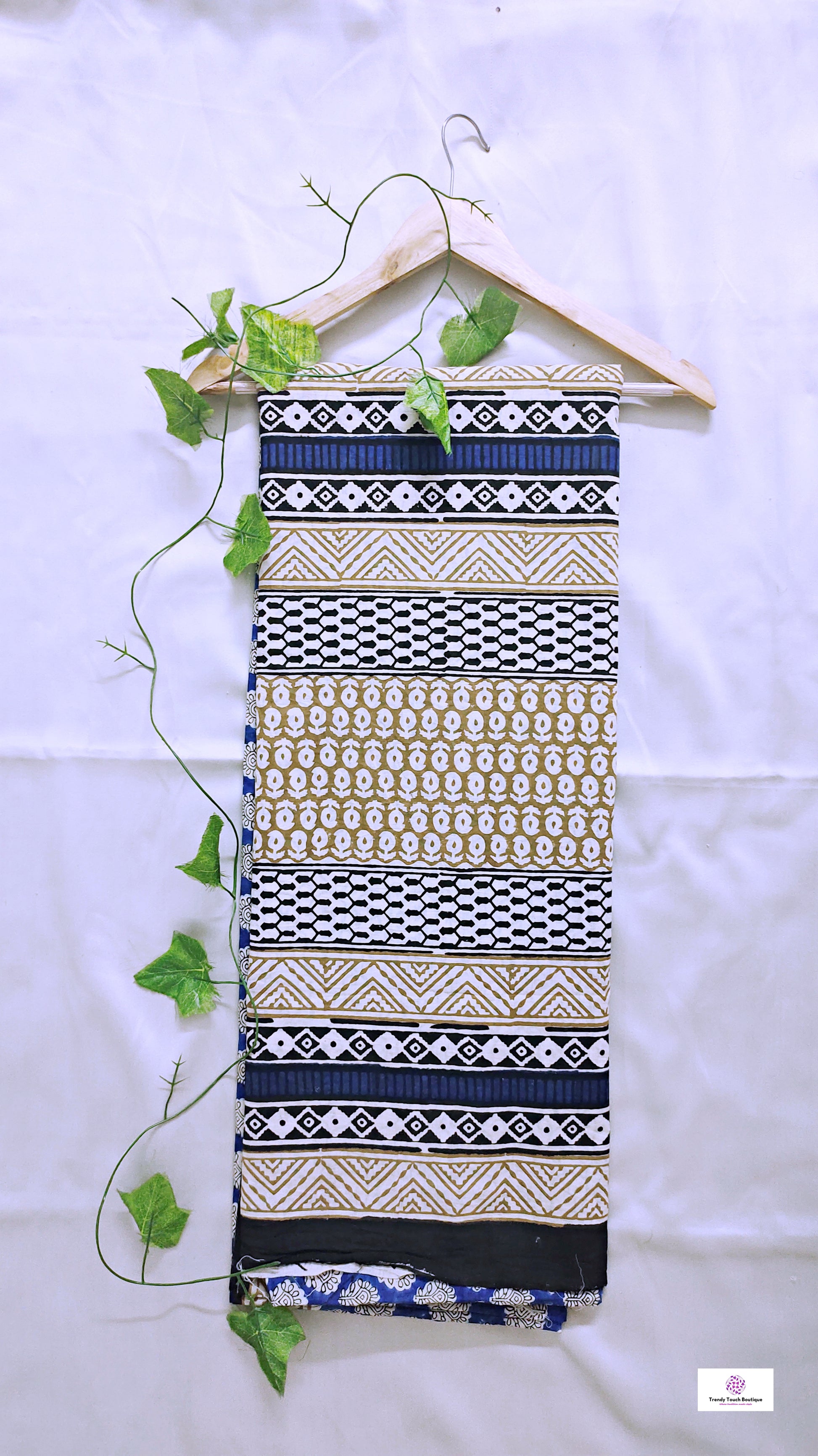 handblockprinted blue beige organic mulcotton saree best summer fabric office and causal style best price with blouse piece