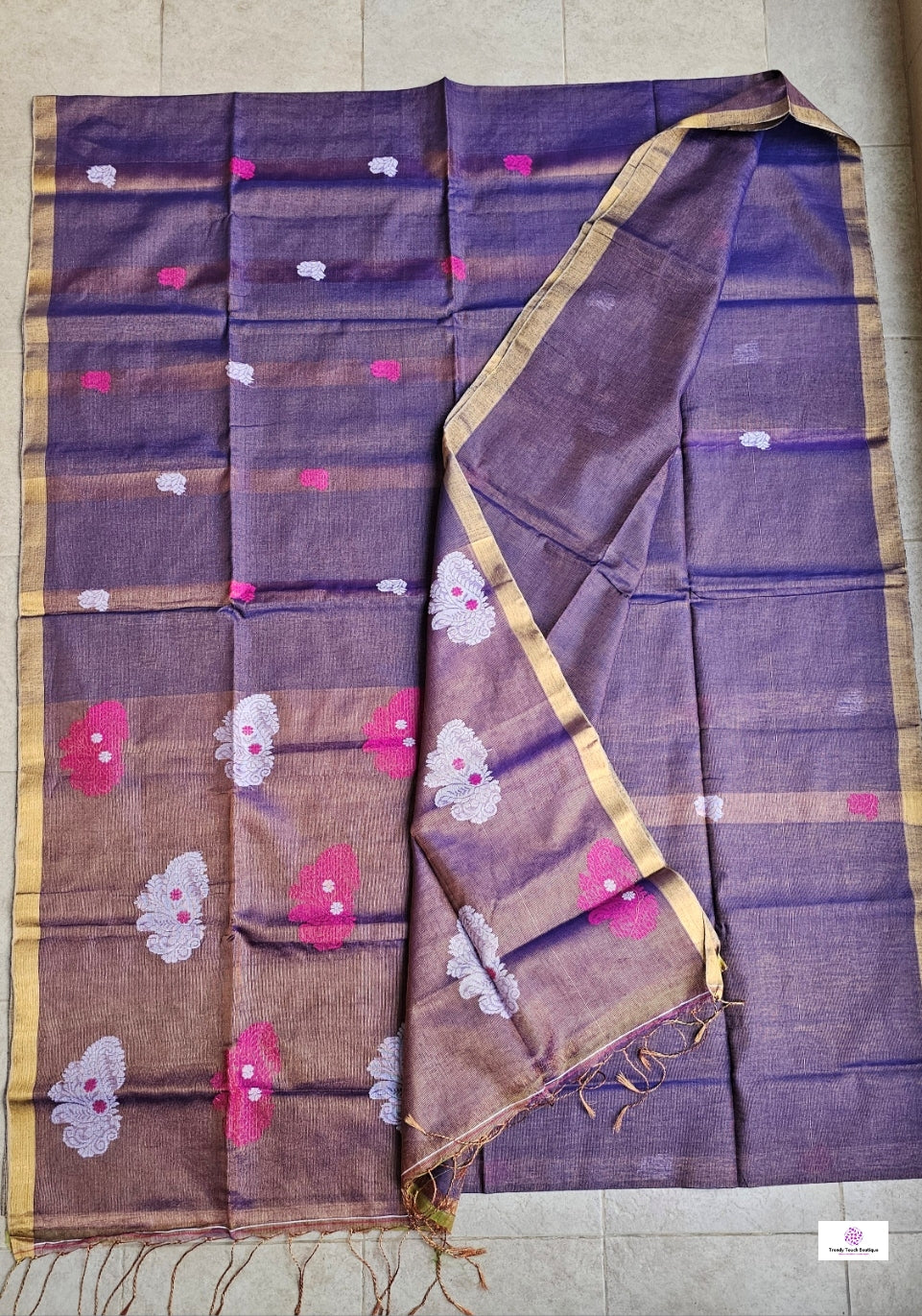 LAVENDAR MIST - TISSUE LINEN JAMDANI HANDLOOM SAREE