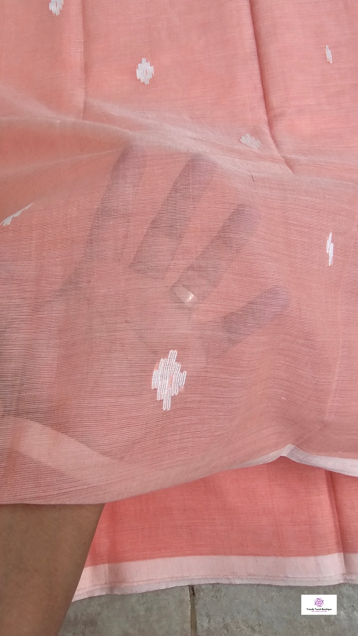 PALE PEACH - BENGAL MULCOTTON JAMDANI HANDLOOM SAREE