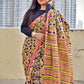 peach orange organic handblock print mul cotton saree ajrakh vanaspati natural dye floral print best summer fabric office and daily wear saree 