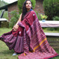 MAROON PLUNGE - KANTHA STITCH - KHESH COTTON SAREE