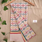 kantha handembroidered pure cotton designer statement dupatta for kurti styling in summer Holi sale best price green red yellow on white floral handcrafted