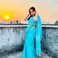 kutch handembroidered linen saree designer office wear and special events in summer