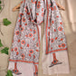 kantha handembroidered pure cotton designer statement dupatta for kurti styling in summer Holi sale best price white orange floral handcrafted