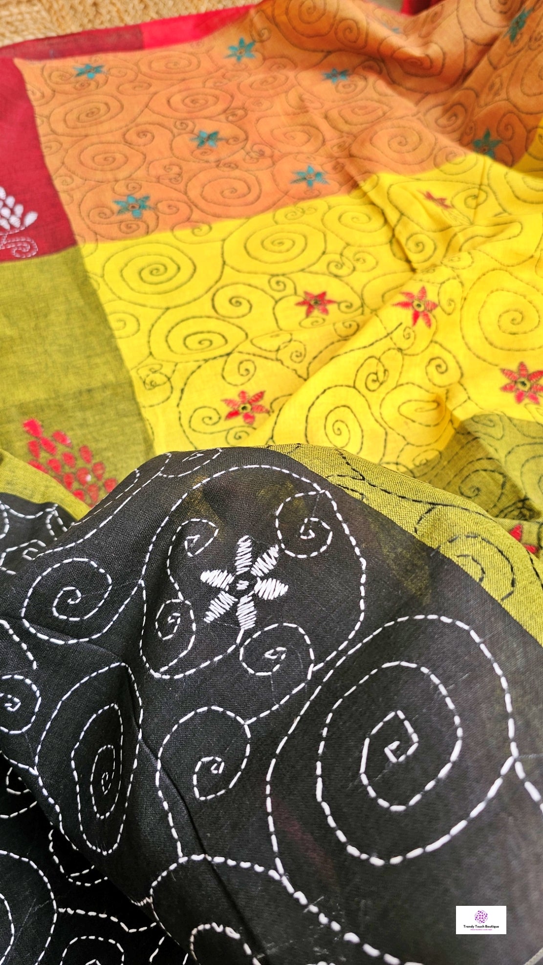 COLORFUL SOUL - KANTHA STITCH - KHESH COTTON SAREE