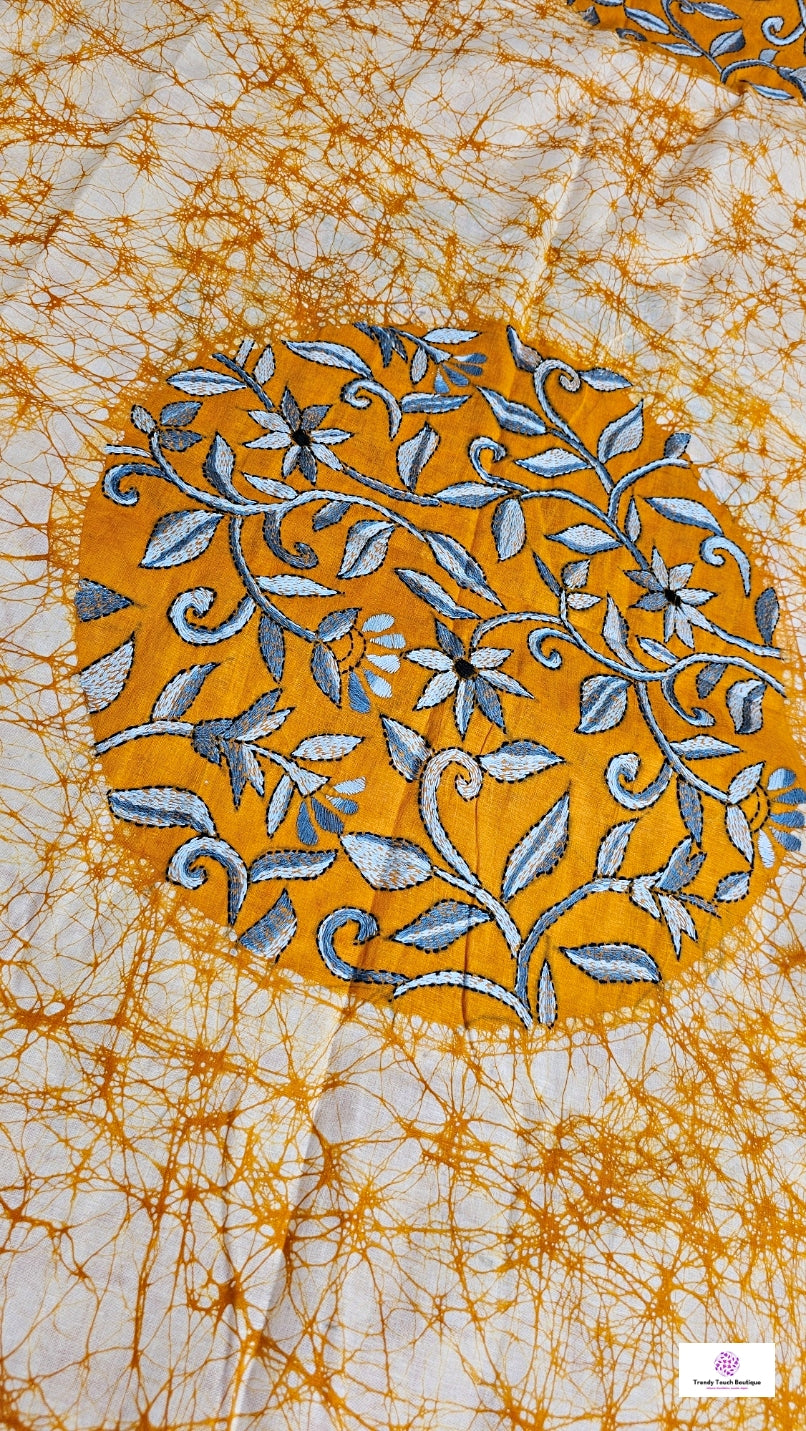 SHIKHA - KANTHA STITCH BATIK COTTON SAREE
