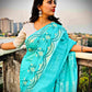 kutch handembroidered linen saree designer office wear and special events in summer