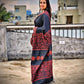 Cotton handloom black saree with orange thread kantha hand embroidered best summer fabric for formal and casual styling marriage functions and family events with blouse piece best price