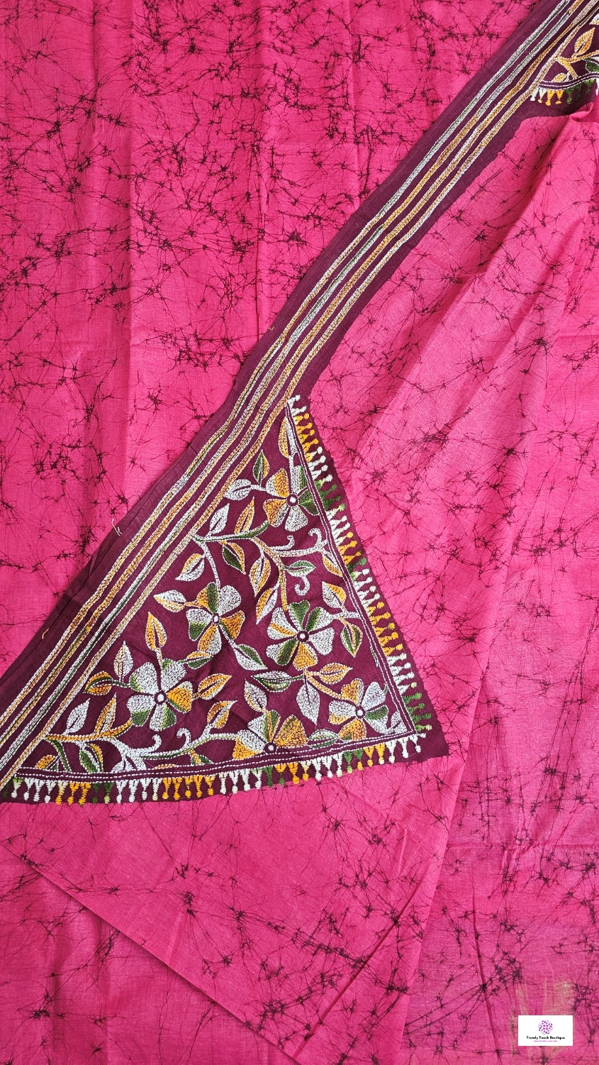 ROSE - KANTHA STITCH BATIK COTTON SAREE