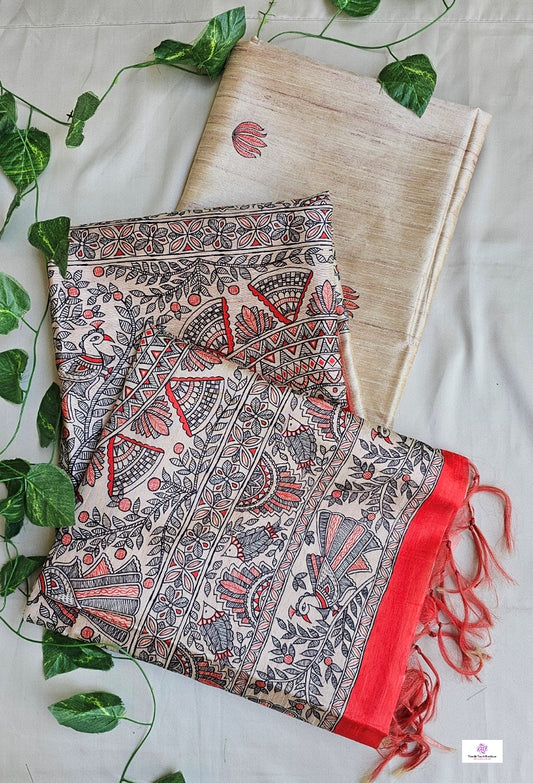 Peacock - Semi Ghicha Silk Saree