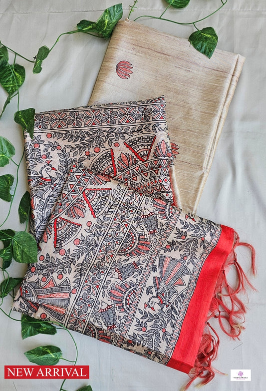 PEACOCK - SEMI GHICHA SILK SAREE