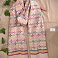 kantha handembroidered pure cotton designer statement dupatta for kurti styling in summer Holi sale best price green red yellow on white floral handcrafted
