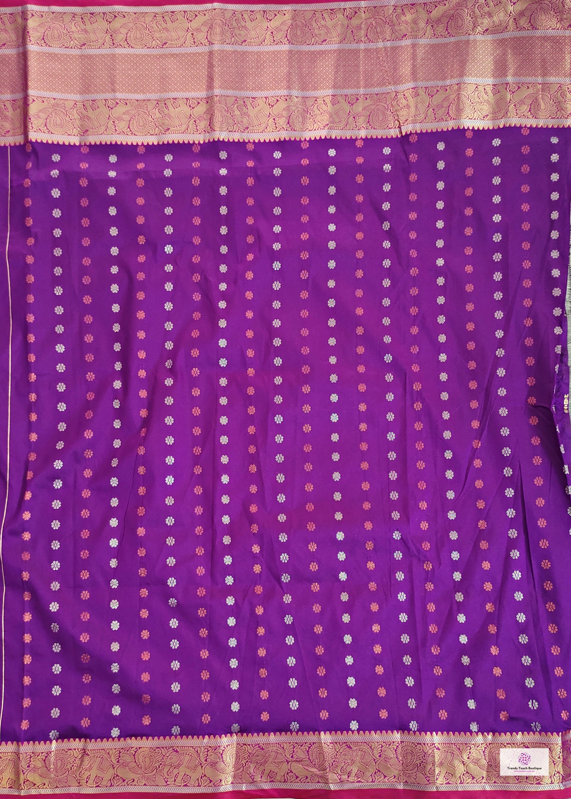 Kanjivaram styled violet color with copper zari work party wear special occasion saree for wedding function or bridal gift