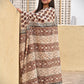 handblock printed mulcotton bagru pattern beige red black small prints best summer fabric for office and casual styling best price with blouse piece