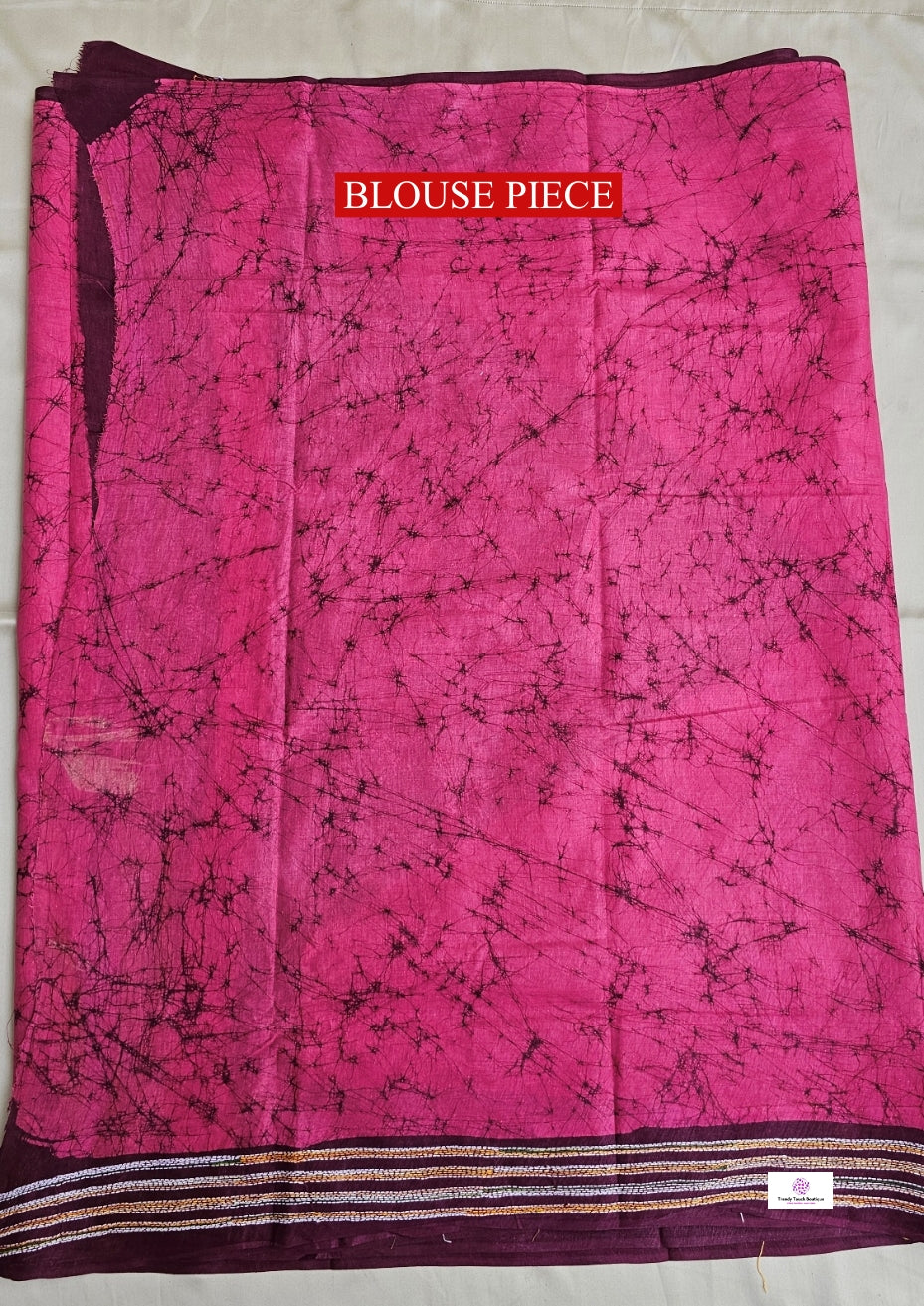 ROSE - KANTHA STITCH BATIK COTTON SAREE