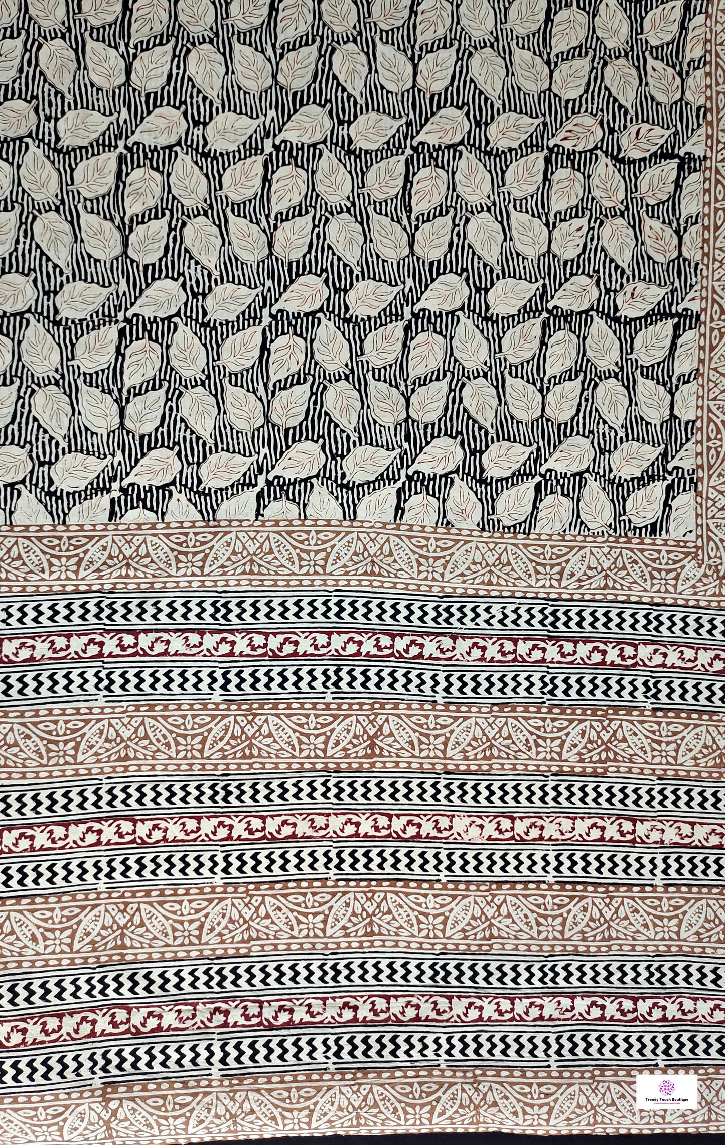 Handblock print mulcotton saree best summer fabric for office and casual styling with blouse piece black and ivory best price