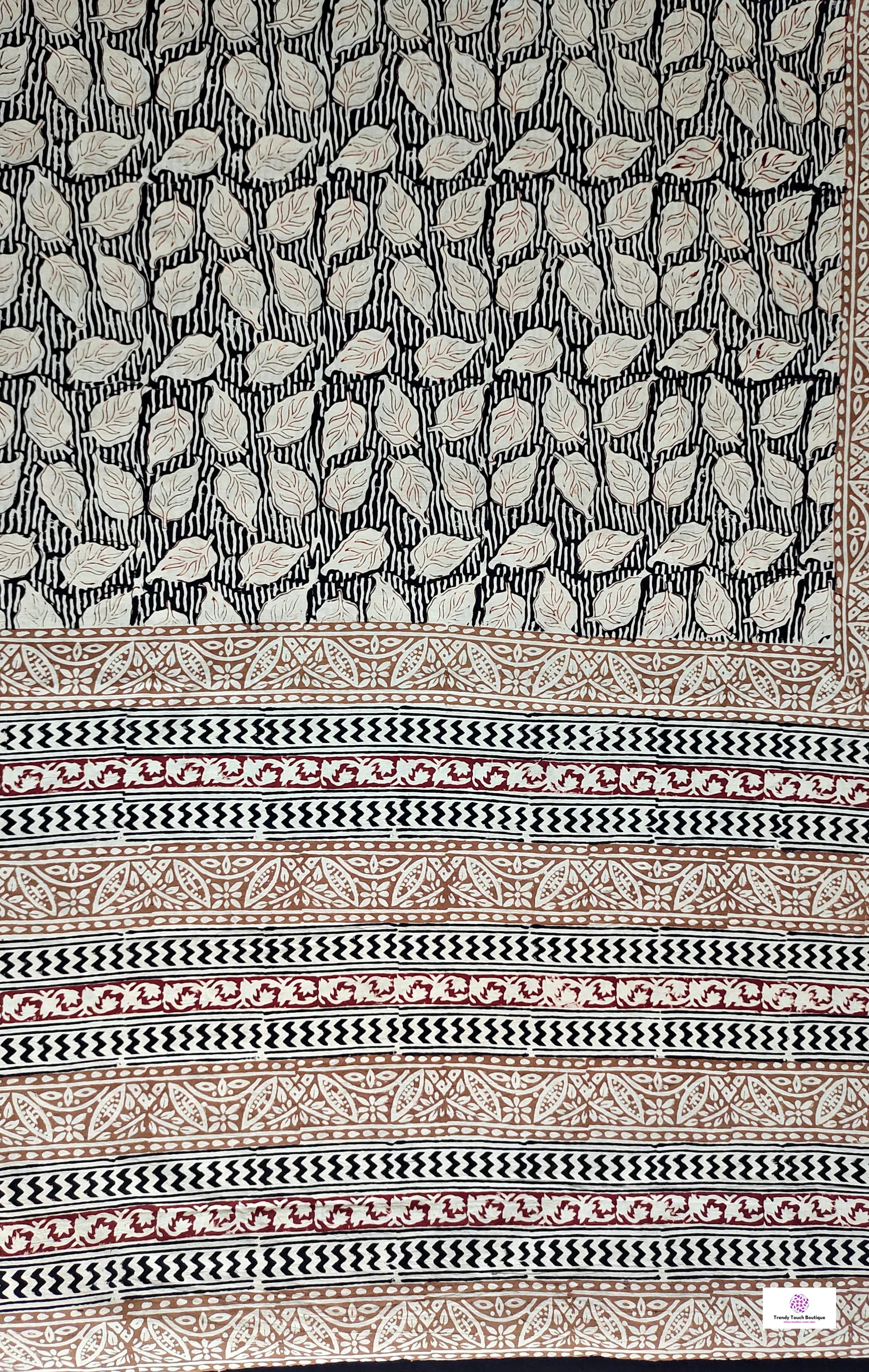 Handblock print mulcotton saree best summer fabric for office and casual styling with blouse piece black and ivory best price