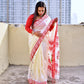 Phulia pure Bengal cotton handloom saree red white green saree for everyday regular wear saraswati puja ceremonies temple wear with blouse piece best price 