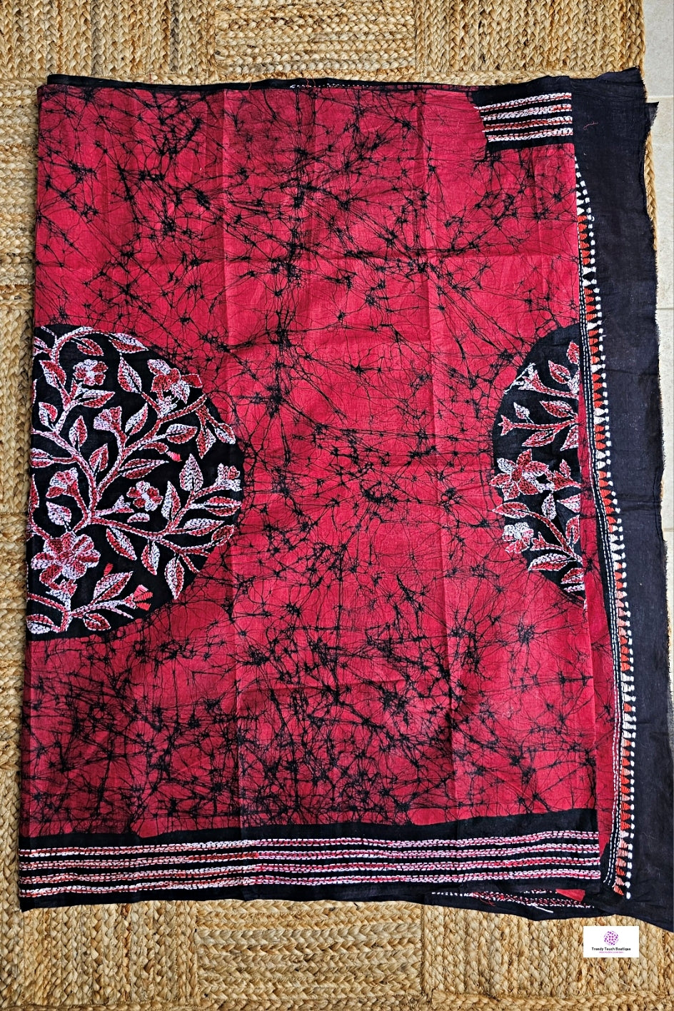 Romance - Kantha Work & Hand Batik - Cotton Saree