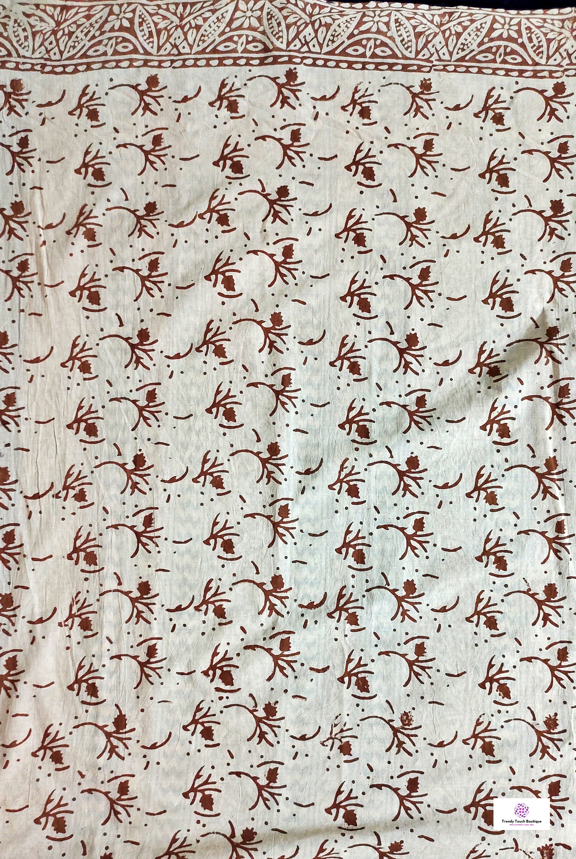 Handblock print mulcotton saree best summer fabric for office and casual styling with blouse piece black and ivory best price