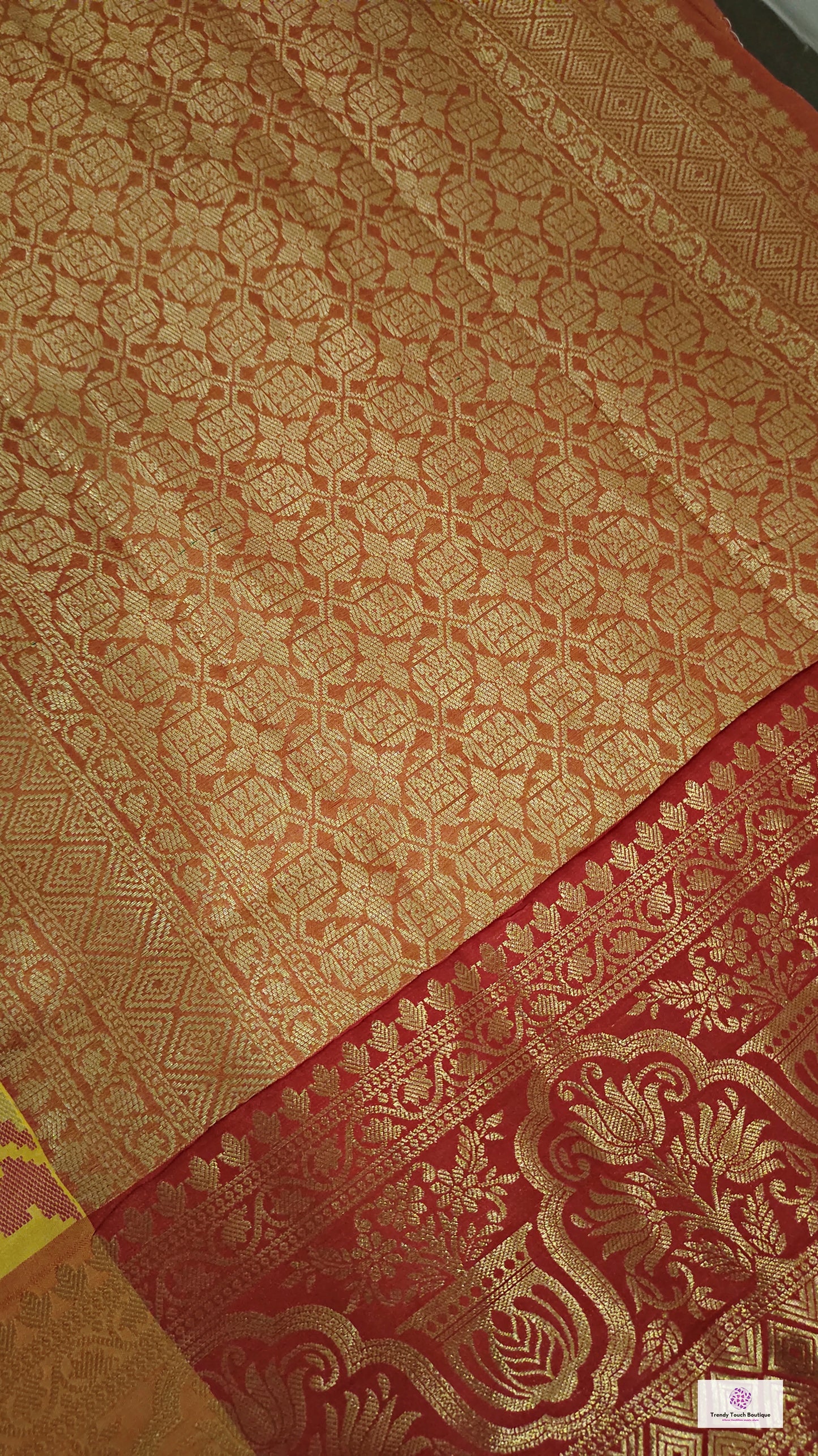 BINODINI - SOFT SILK SAREE (YELLOW & ORANGE & RED)