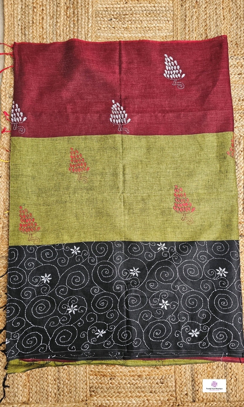 COLORFUL SOUL - KANTHA STITCH - KHESH COTTON SAREE