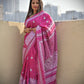 pink kantha stitch hand embroidered designer party wear wedding season new arrival soft blended bangalore silk saree affordable price with blouse piece