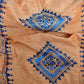 peach blue kantha stitch hand embroidered pure khadi handloom saree wedding season party wear marriage celebration affordable price with blouse piece designer saree office formal wear saree