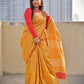 MARIGOLD - CHECK COTTON SILK SAREE (YELLOW & RED)