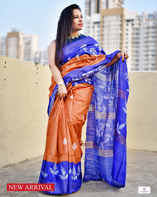 MANISHA - PURE HANDLOOM GHICHA TUSSAR SILK - (WITH SILK MARK)
