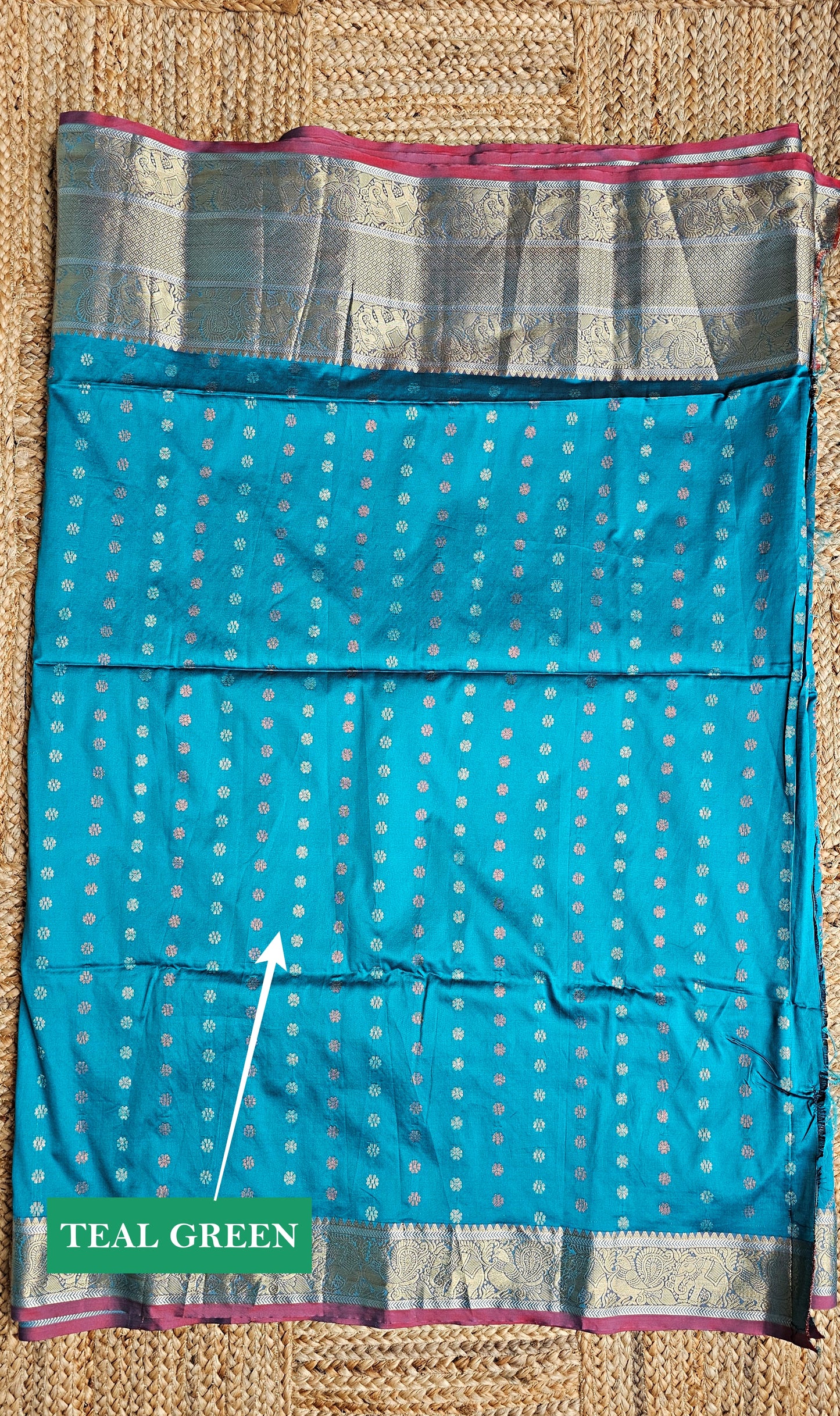 Ranjhana - Semi Kanjivaram Silk Saree (Teal Green)