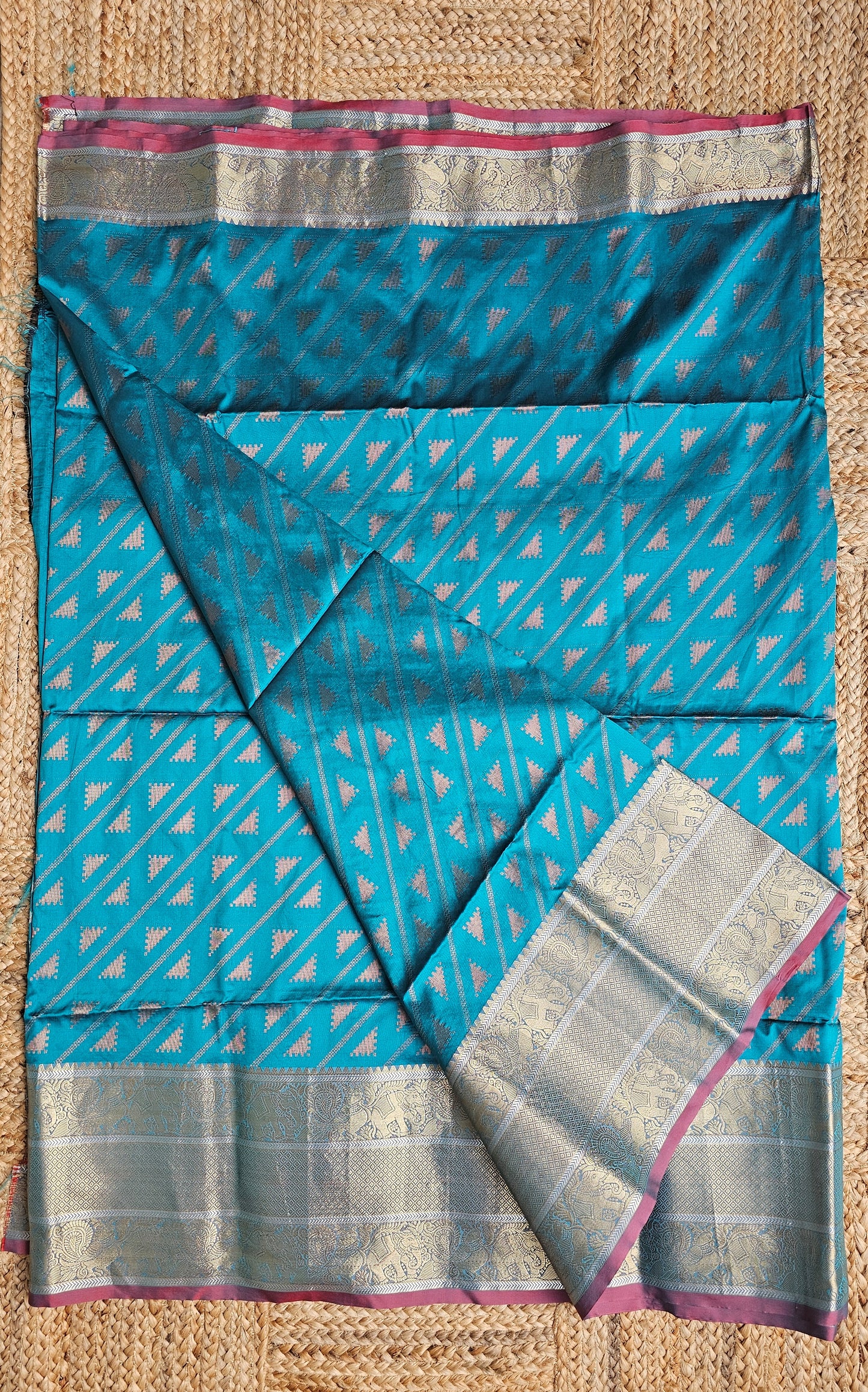 Ranjhana - Semi Kanjivaram Silk Saree (Teal Green)
