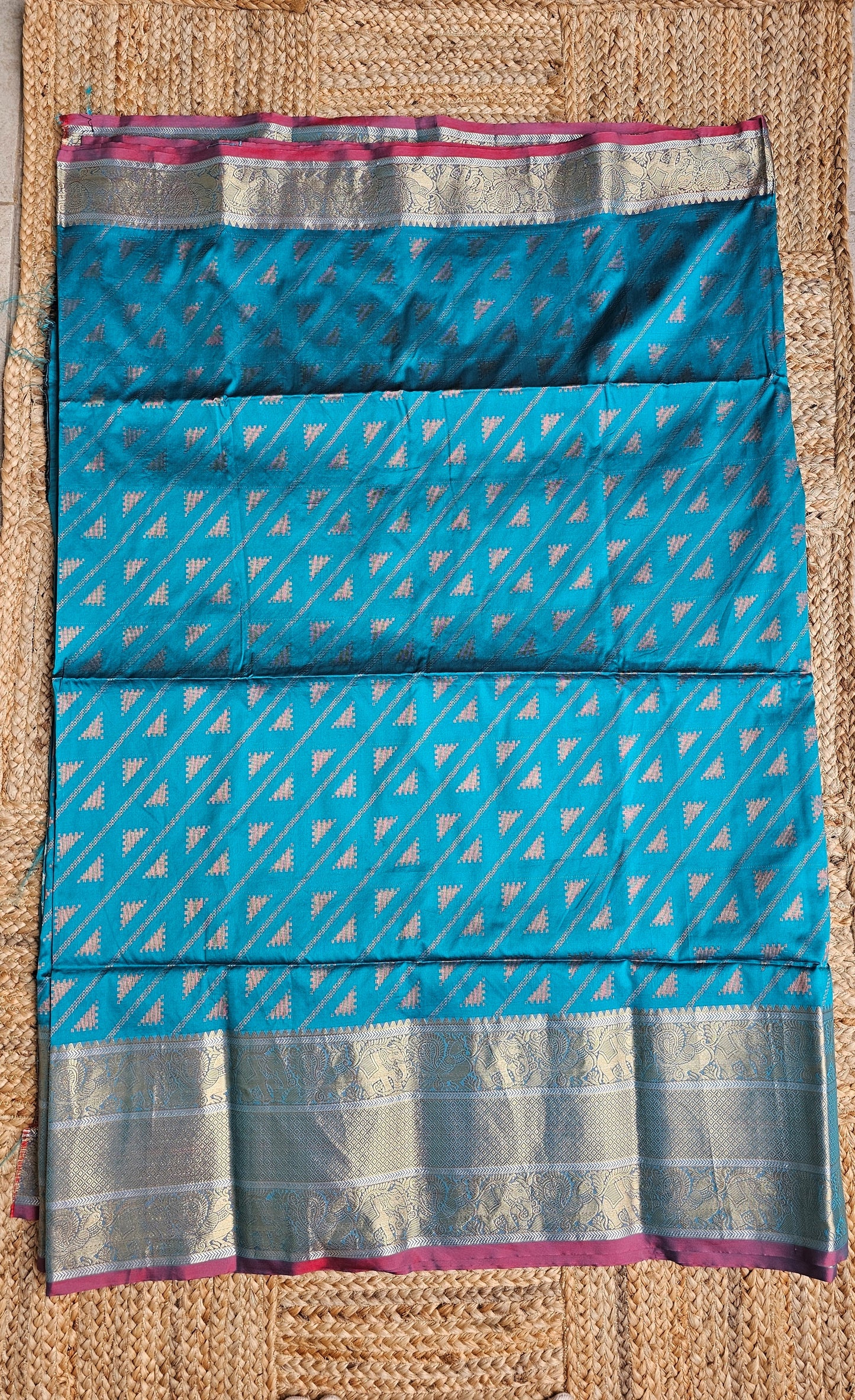 Ranjhana - Semi Kanjivaram Silk Saree (Teal Green)