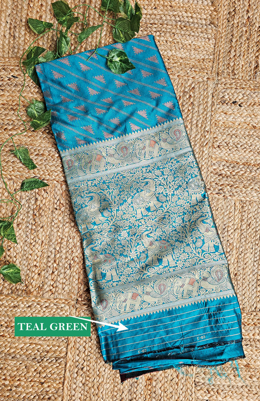 Ranjhana - Semi Kanjivaram Silk Saree (Teal Green)