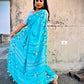 kutch handembroidered linen saree designer office wear and special events in summer