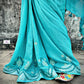 kutch handembroidered linen saree designer office wear and special events in summer