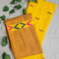 BASANT (MAROON TASSEL) BENGAL MULCOTTON HANDLOOM SAREE (YELLOW)