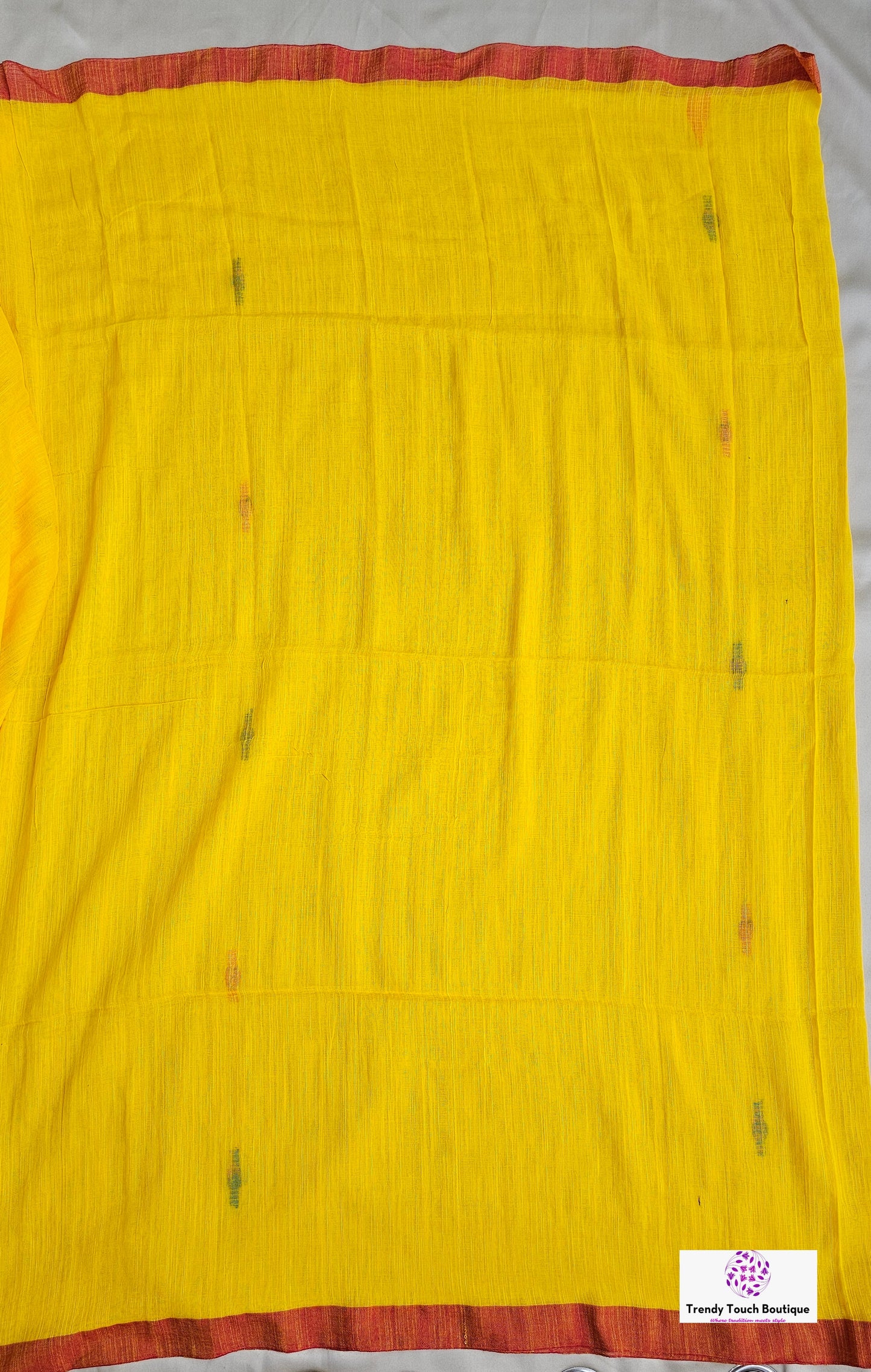 BASANT (MAROON TASSEL) BENGAL MULCOTTON HANDLOOM SAREE (YELLOW)