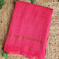 Pinkish Red Kota doria handblockprinted in natural dye festive gift officewear lightweight saree with blouse piece
