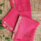 Pinkish Red Kota doria handblockprinted in natural dye festive gift officewear lightweight saree with blouse piece
