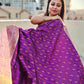Kanjivaram styled violet color with copper zari work party wear special occasion saree for wedding function or bridal gift