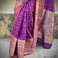 Kanjivaram styled violet color with copper zari work party wear special occasion saree for wedding function or bridal gift