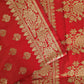 red banarasi silk zari work sare wedding wear marriage function party wear saree affordable price